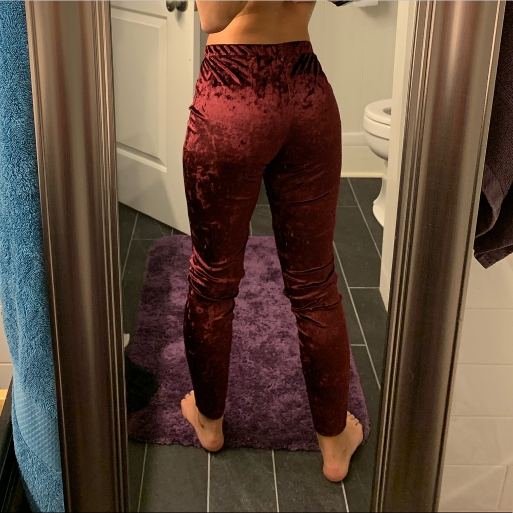 Blackheart maroon velvet leggings